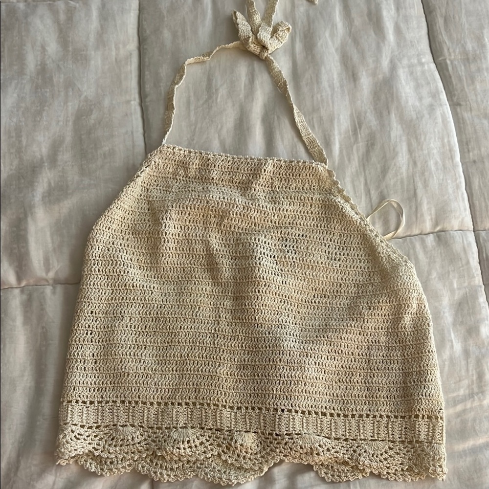 Crochet Halter Top in Cream